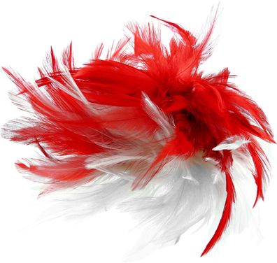 Haarclip mit Federn rot/ weiß Köln Kopfschmuck Deko Hutschmuck Karneval Fasching