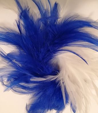 Haarclip mit Federn Hut Deko Kopfschmuck blau/ weiß Hutschmuck Karneval Fasching