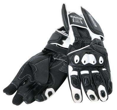 Bores Motorradhandschuhe Race Leder Handschuhe Black/ White