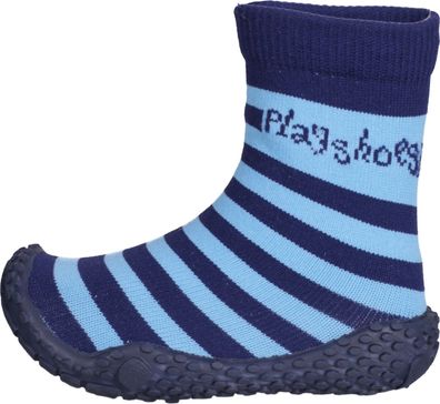 Playshoes Kinder Schuh Aqua-Socke Streifen Marine/ Hellblau