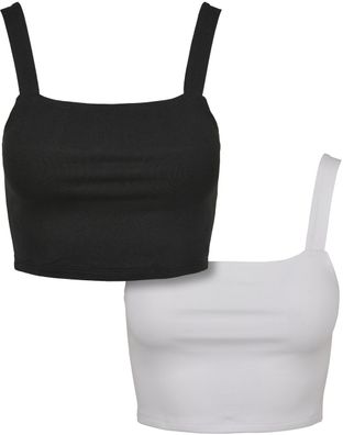 Urban Classics Female Shirt Ladies Cropped Top 2-Pack Black/ White