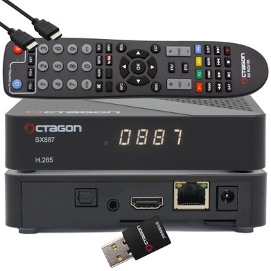 Octagon SX887 HD H.265 IP HEVC Smart IPTV Box + 300 Mbits WiFi Stick