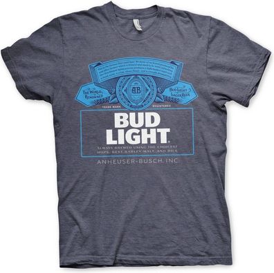 Budweiser Bud Light Label Logo T-Shirt Navy-Heather