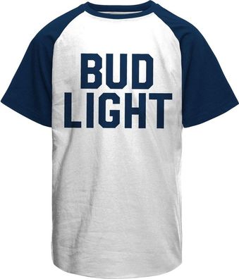 Budweiser Bud Light Varsity Baseball T-Shirt White-Navy