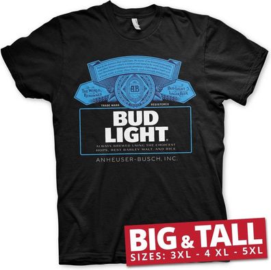 Budweiser Bud Light Label Logo Big & Tall T-Shirt Black