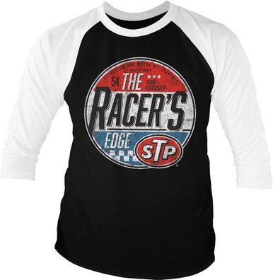 STP The Racer's Edge Baseball 3/4 Sleeve Tee T-Shirt White-Black