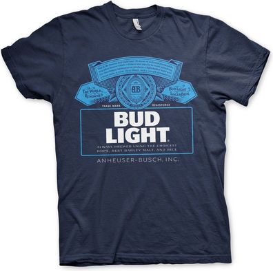 Budweiser Bud Light Label Logo T-Shirt Navy