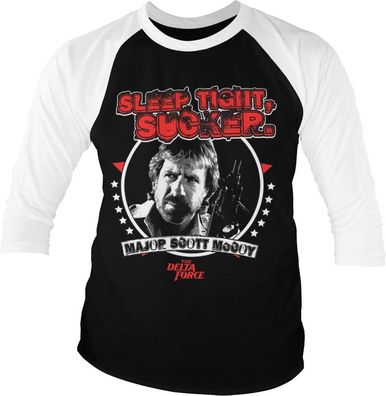 Delta Force Chuck Norris Sleep Tight, Sucker Baseball 3/4 Sleeve Tee T-Shirt White...