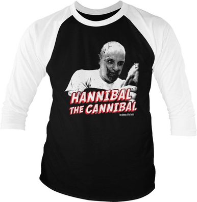 The Silence of the Lambs Hannibal The Cannibal Baseball 3/4 Sleeve Tee T-Shirt Whi...
