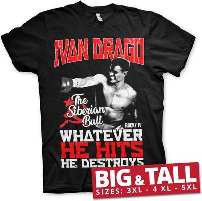 Rocky IV Ivan Drago The Siberian Bull Big & Tall T-Shirt Black