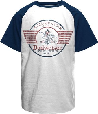 Budweiser Bear & Claw Baseball T-Shirt White-Navy