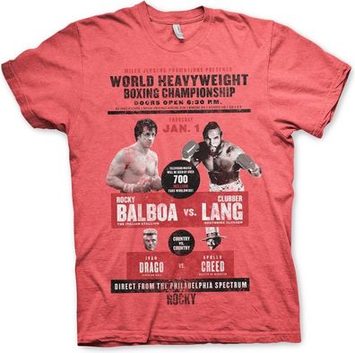 Rocky World Heavyweight Poster T-Shirt Red-Heather