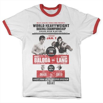 Rocky World Heavyweight Poster Ringer Tee T-Shirt White-Red