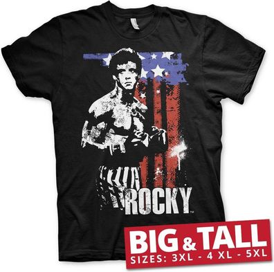 Rocky American Flag Big & Tall T-Shirt Black