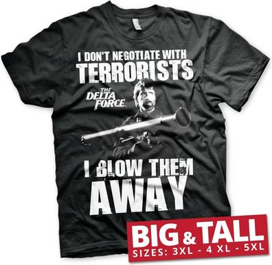 Delta Force Chuck Norris I Blow Terrorists Away Big & Tall T-Shirt Black