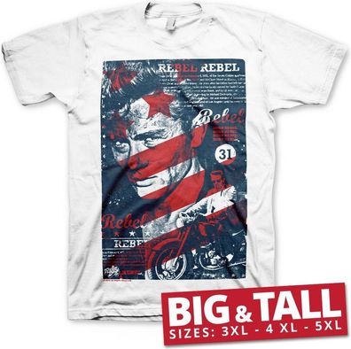 James Dean Washed Poster Big & Tall T-Shirt White