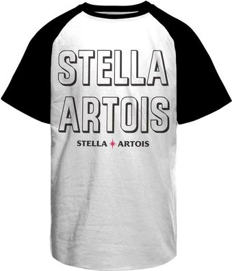 Stella Artois Retro Wordmark Baseball T-Shirt White-Black