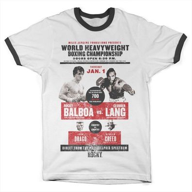 Rocky World Heavyweight Poster Ringer Tee T-Shirt White-Black
