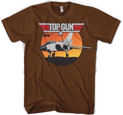 Top Gun Sunset Fighter T-Shirt Brown