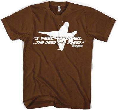 Top Gun I Feel The Need For Speed T-Shirt Brown