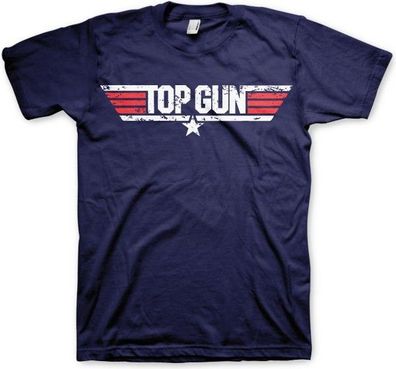 Top Gun Distressed Logo T-Shirt Navy