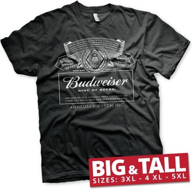 Budweiser White Logo Big & Tall T-Shirt Black
