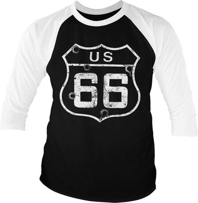 Route 66 Bullets Baseball 3/4 Sleeve Tee T-Shirt Black