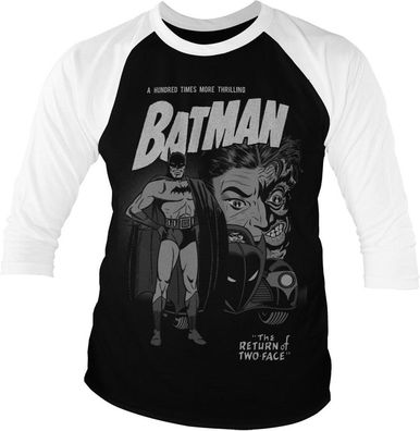Batman Return Of Two-Face Baseball 3/4 Sleeve Tee T-Shirt White-Black