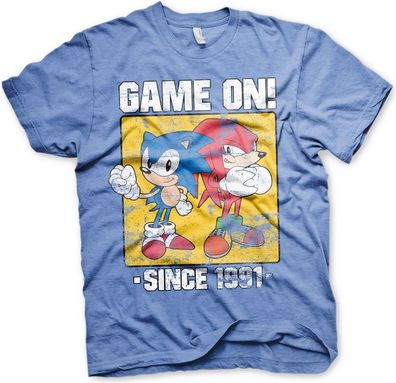 Sonic The Hedgehog Sonic Game On Since 1991 T-Shirt Blue-Heather