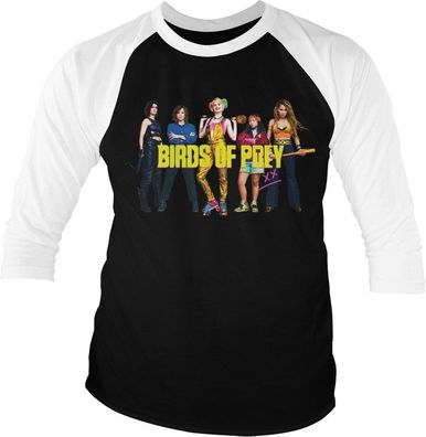 Birds Of Prey Baseball 3/4 Sleeve Tee T-Shirt White-Black