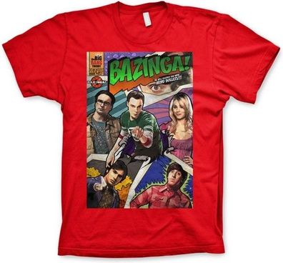 The Big Bang Theory Bazinga Comic Cover T-Shirt Red