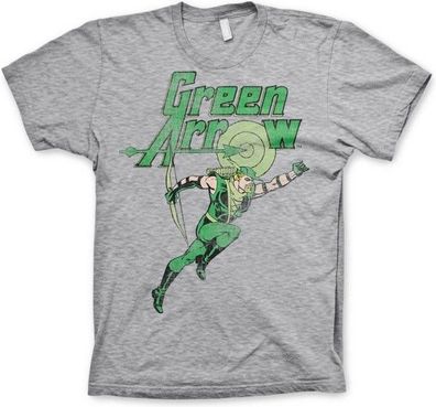 Green Arrow Distressed T-Shirt Heather-Grey