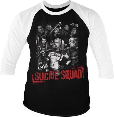 Suicide Squad Baseball 3/4 Sleeve Tee T-Shirt White-Black