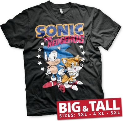 Sonic The Hedgehog Sonic & Tails Big & Tall T-Shirt Black