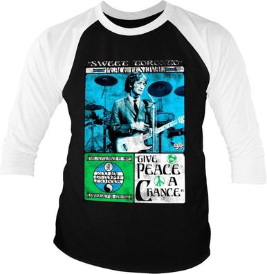 The Beatles John Lennon Toronto Peace Festival Baseball 3/4 Sleeve Tee T-Shirt Whi...