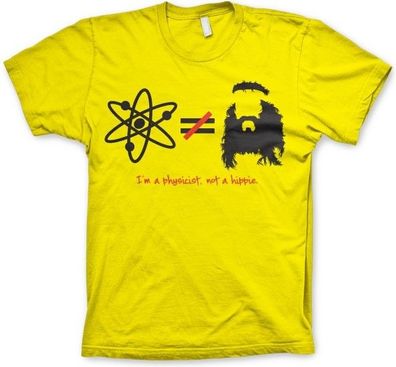 The Big Bang Theory TBBT I'm A Physicist, Not A Hippie T-Shirt Yellow