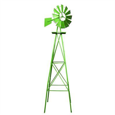 Wiltec Windrad mit 245cm Höhe Windmühle in Rot Windspiel Gartendeko Rankhilfe
