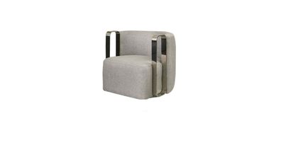 Moderne Sessel Einsitzer Stoff Wohnzimmer Grau Polster Sitzer Design