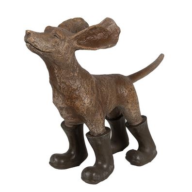 Clayre & Eef Dekorationsfigur Hund 29x10x23 cm Braun Grün Polyresin (Gr. 29x10x23 cm)