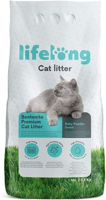 Lifelong Bentonite klumpendes Baby Puder Duft Katzenstreu Cat Litter 10 Liter