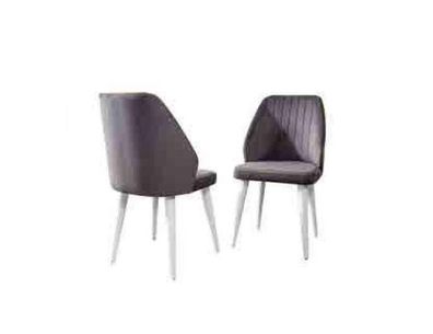Grauer Moderner Esszimmerstuhl Einsitzer Holzfüße Luxus Möbel Stühle
