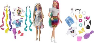 Barbie GHN04 Fantasie-Haare Puppe Blond Leoparden Regenbogen-Haar Spielzeug