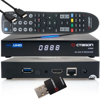 Octagon SX888 4K UHD IP H.265 HEVC IPTV Set-Top Box + 300 Mbits Wifi Stick