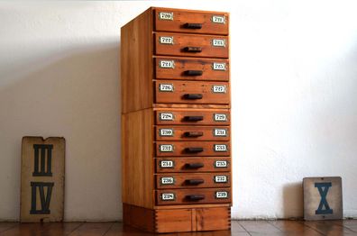 zweiteiliger Schubladenschrank Antik Apothekerschrank Alt Vintage Uhrmacher Holz Loft