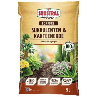 Substral® Naturen® BIO Sukkulenten & Kaktuserde torffrei 5 Liter