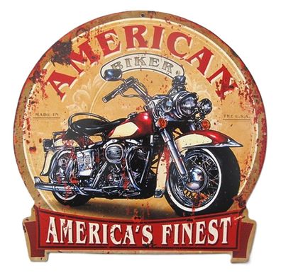 Blechschild, Reklameschild America`s Finest Biker, Motorrad Wandschild 30x28 cm