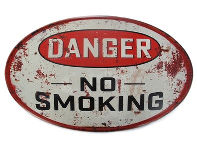 Blechschild, Reklameschild Danger No Smoking, Kneipen Schild 34x57 cm