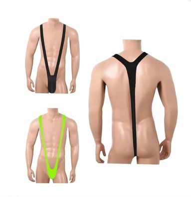 Männer Mankinibadeanzug Einteiler Body Badeanzug Schwimmanzug Neongrün Schwarz
