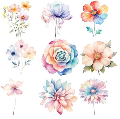 Bügelbild Bügelmotiv Blumen Rose Mohnblume Mädchen verschiedene Größen