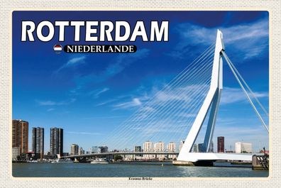 Top-Schild m. Kordel, versch. Größen, Rotterdam, Holland, Erasmus Brücke, neu & ovp